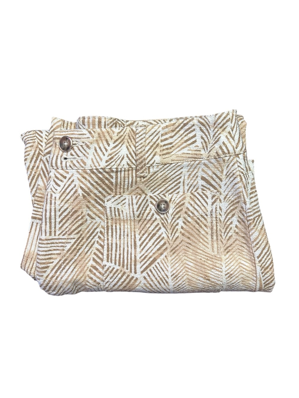 Chico's Beige & White Wide Leg Pants with Geometric Print